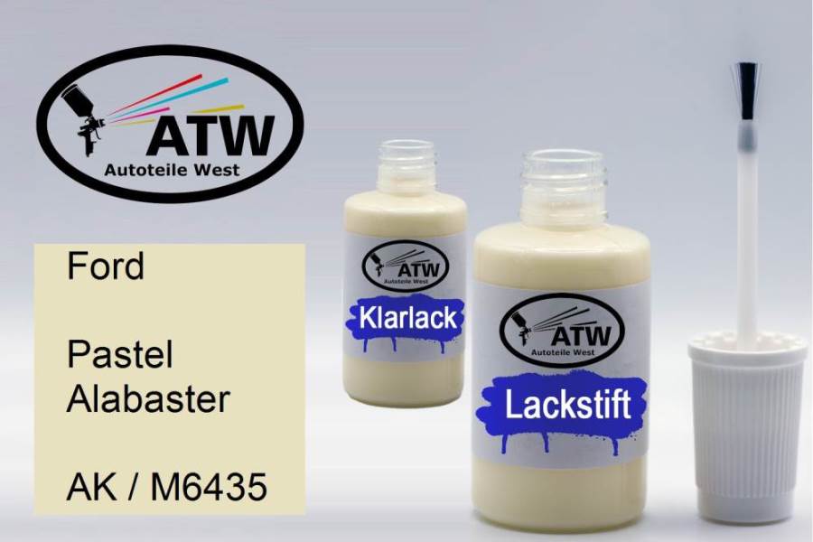 Ford, Pastel Alabaster, AK / M6435: 20ml Lackstift + 20ml Klarlack - Set, von ATW Autoteile West.